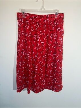 Old Navy Red Floral Maxi Skirt Size L